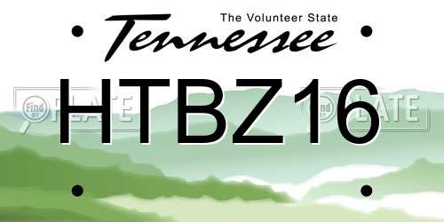 HTBZ16 Tennessee License Plate