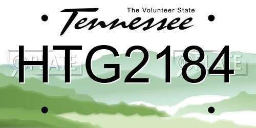HTG2184 Tennessee License Plate