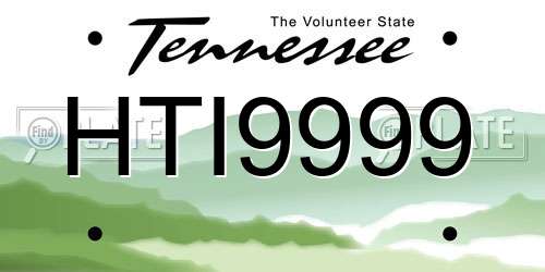 HTI9999 Tennessee License Plate