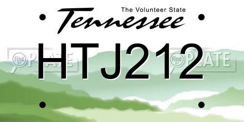 HTJ212 Tennessee License Plate