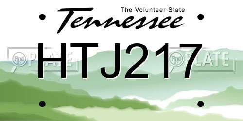 HTJ217 Tennessee License Plate