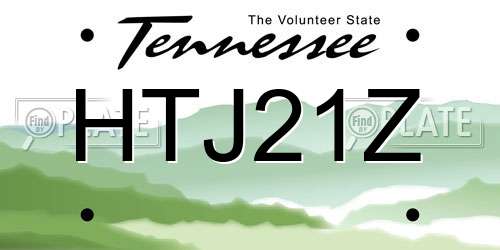 HTJ21Z Tennessee License Plate