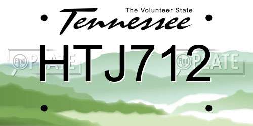 HTJ712 Tennessee License Plate