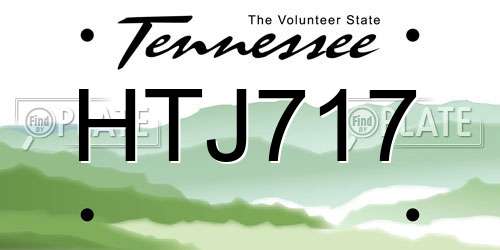 HTJ717 Tennessee License Plate