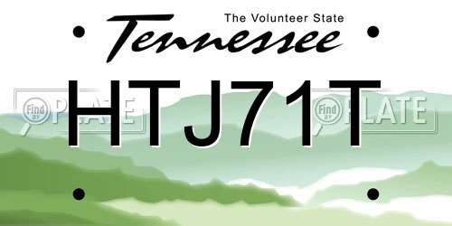 HTJ71T Tennessee License Plate