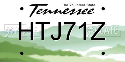 HTJ71Z Tennessee License Plate