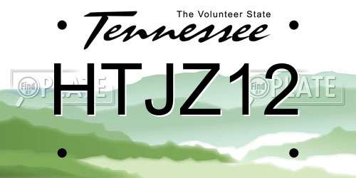 HTJZ12 Tennessee License Plate