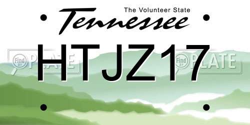 HTJZ17 Tennessee License Plate