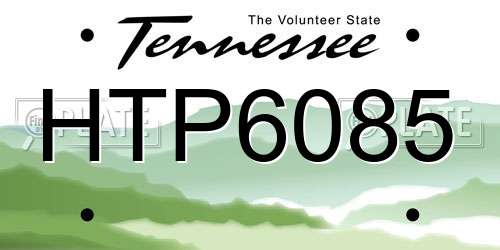 HTP6085 Tennessee License Plate