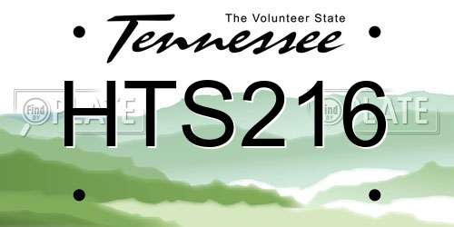 HTS216 Tennessee License Plate