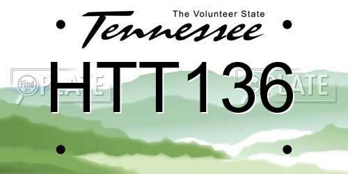 HTT136 Tennessee License Plate