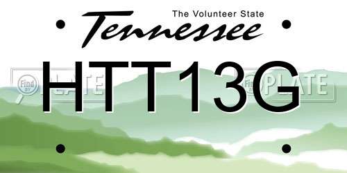 HTT13G Tennessee License Plate