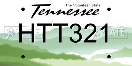 HTT321 Tennessee License Plate