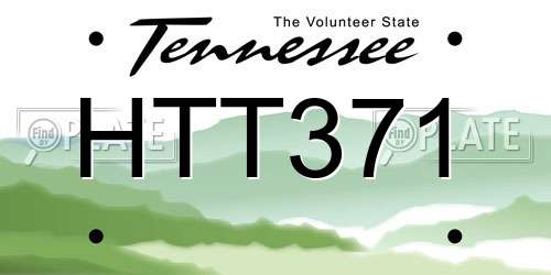 HTT371 Tennessee License Plate