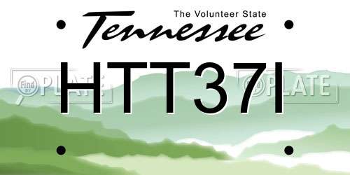 HTT37I Tennessee License Plate