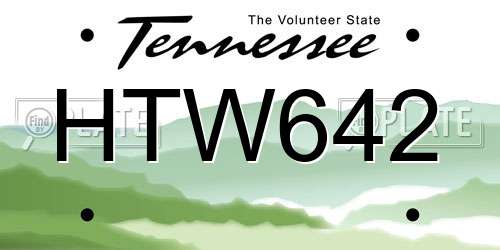 HTW642 Tennessee License Plate