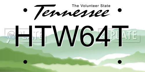 HTW64T Tennessee License Plate