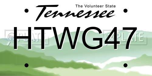 HTWG47 Tennessee License Plate