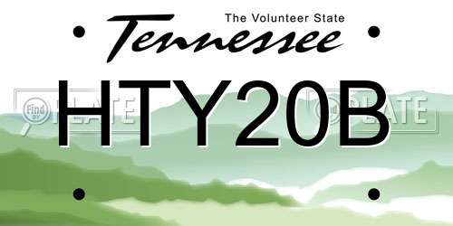 HTY20B Tennessee License Plate