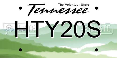 HTY20S Tennessee License Plate