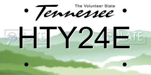 HTY24E Tennessee License Plate