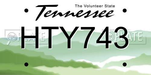 HTY743 Tennessee License Plate