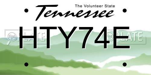 HTY74E Tennessee License Plate