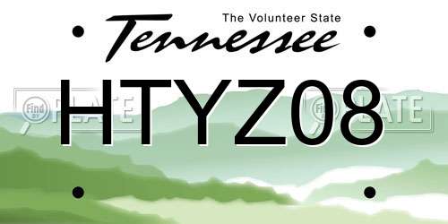 HTYZ08 Tennessee License Plate