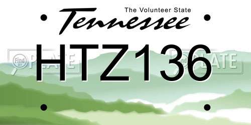 HTZ136 Tennessee License Plate