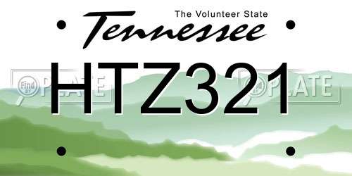 HTZ321 Tennessee License Plate