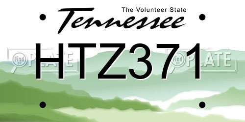 HTZ371 Tennessee License Plate