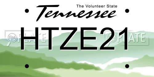 HTZE21 Tennessee License Plate