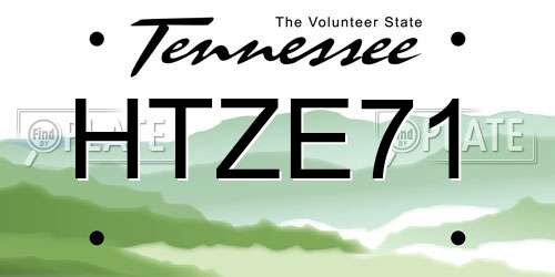 HTZE71 Tennessee License Plate