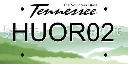 HUOR02 Tennessee License Plate