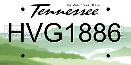 HVG1886 Tennessee License Plate