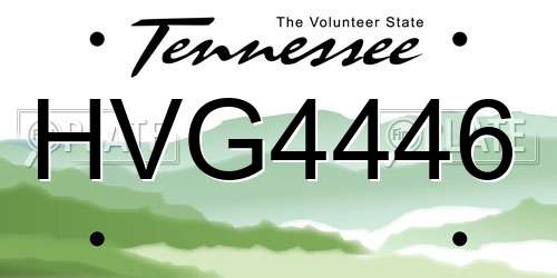 HVG4446 Tennessee License Plate