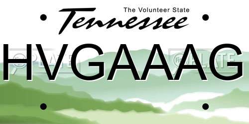 HVGAAAG Tennessee License Plate