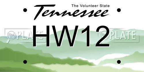HW12 Tennessee License Plate
