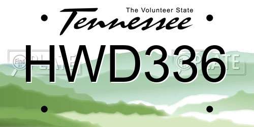 HWD336 Tennessee License Plate
