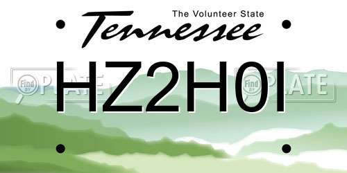 HZ2H0I Tennessee License Plate