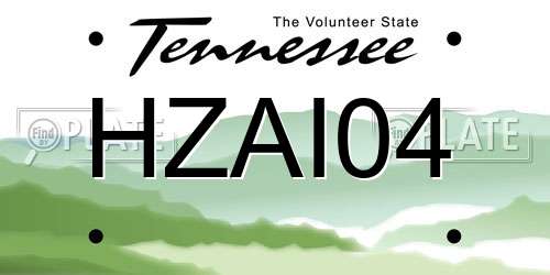 HZAI04 Tennessee License Plate