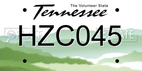 HZC045 Tennessee License Plate