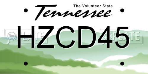 HZCD45 Tennessee License Plate