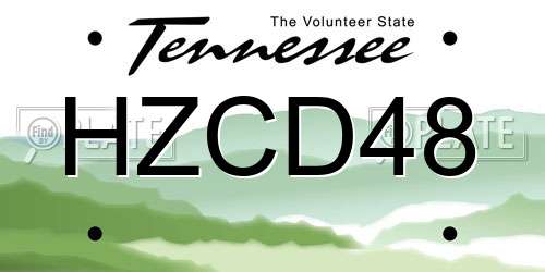 HZCD48 Tennessee License Plate