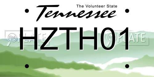 HZTH01 Tennessee License Plate
