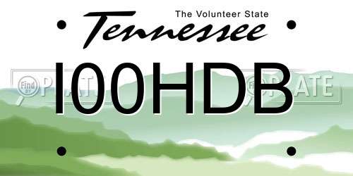 I00HDB Tennessee License Plate