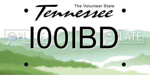 I00IBD Tennessee License Plate