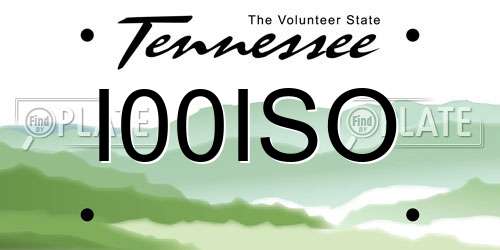I00ISO Tennessee License Plate