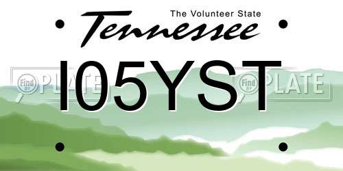 I05YST Tennessee License Plate