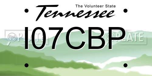 I07CBP Tennessee License Plate